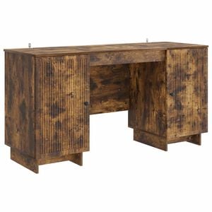 vidaXL Desk Smoked Oak Engineered Wood 142.5 x 50 x 75 cm