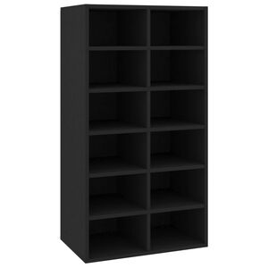 vidaXL Shoe Rack | Black | Engineered Wood | Medium | Shoe Rack | Rectangular