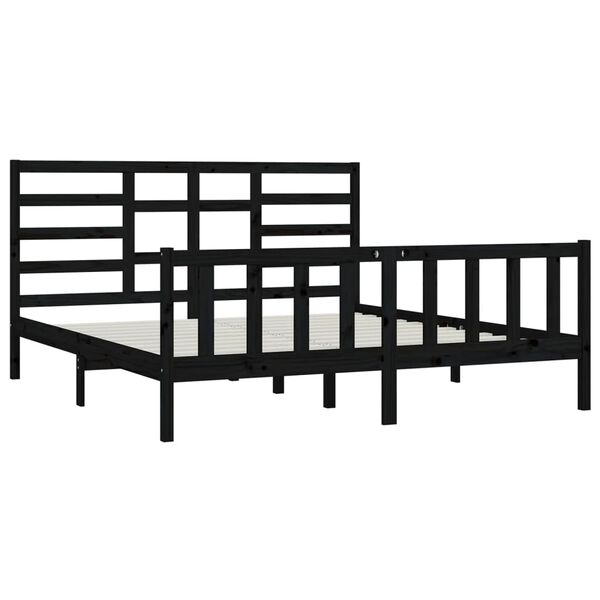 vidaXL Bed Frame without Mattress Black 180x200 cm Super King Solid Wood