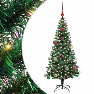 vidaXL Artificial Pre-lit Christmas Tree Green 150 cm PVC and Metal
