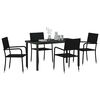 vidaXL Garden Dining Set with Cushion 5 pcs Black Poly Rattan