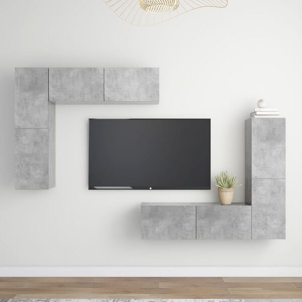 vidaXL 4 Piece TV Cabinet Set Concrete Grey Engineered Wood