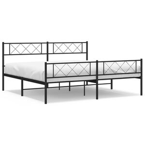 vidaXL Metal Bed Frame without Mattress with Footboard Black 183x213cm