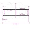 vidaXL Garden Fence with Spear Top Steel 170x100 cm Black