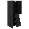 vidaXL Highboard with Drawer 2 pcs Black Oak Engineered Wood and Glass