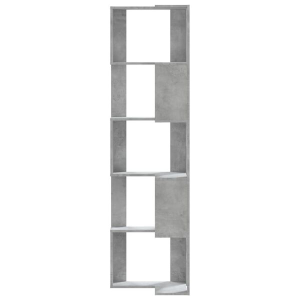 vidaXL Corner Bookcase 5-Tier Concrete Grey 50x50x179 cm Engineered Wood
