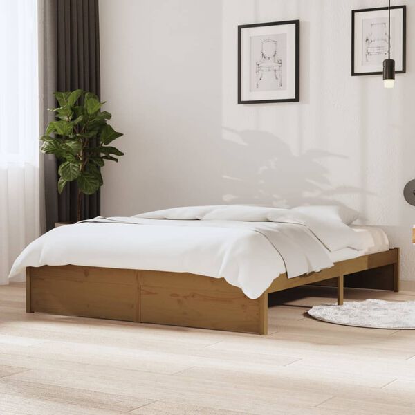 vidaXL Bed Frame without Mattress Honey Brown Solid Wood 140x190 cm