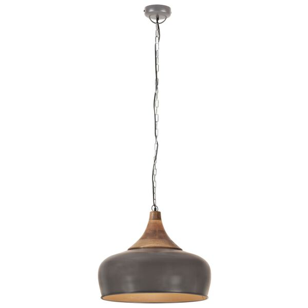 vidaXL Industrial Hanging Lamp Grey Iron & Solid Wood 45 cm E27