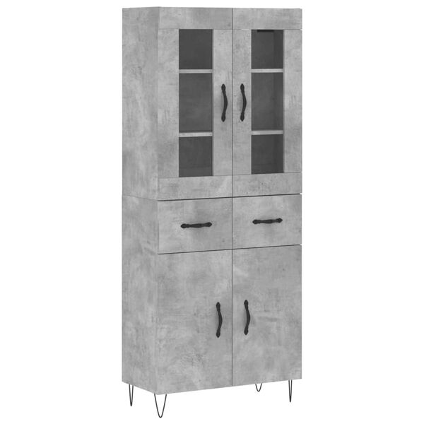 vidaXL Highboard Concrete Grey 69.5x34x180 cm Engineered Wood
