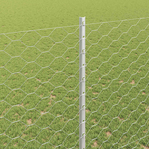 vidaXL Fence with Post Silver 1.5 x 50 m Steel