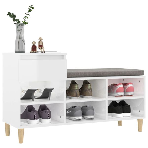 vidaXL Shoe Cabinet High Gloss White 102x36x60 cm Engineered Wood