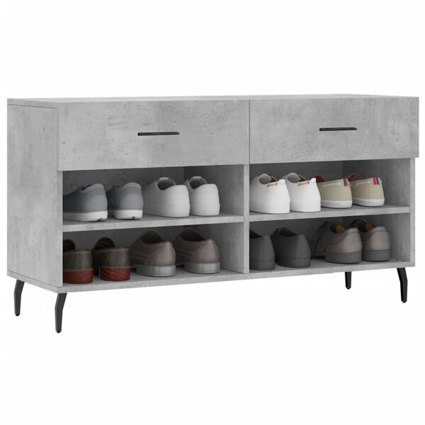 vidaXL Shoe Bench Concrete Grey 102x35x55 cm Engineered Wood
