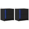 vidaXL Bedside Cabinets with LED Lights 2 pcs Black Engineered Wood