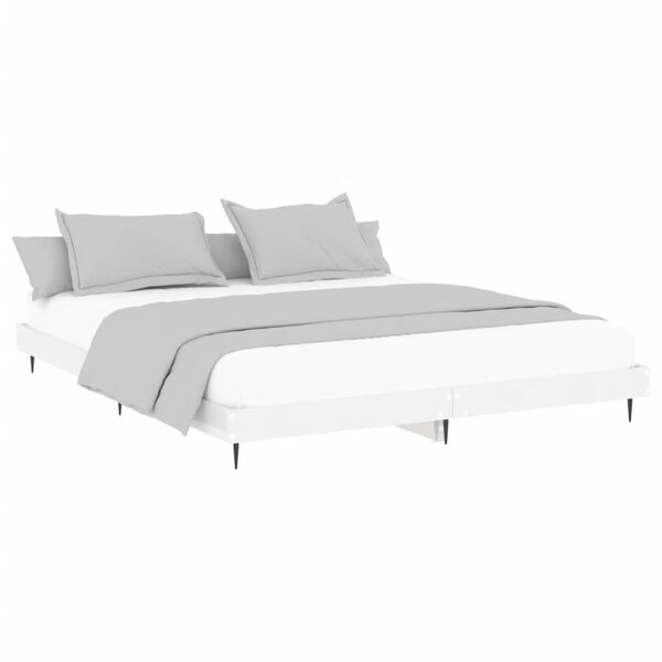 vidaXL Bed Frame without Mattress High Gloss White 200x200 cm