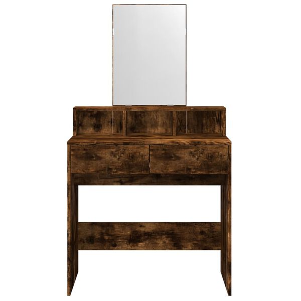 vidaXL Dressing Table with Mirror Smoked Oak 80x41x144.5 cm
