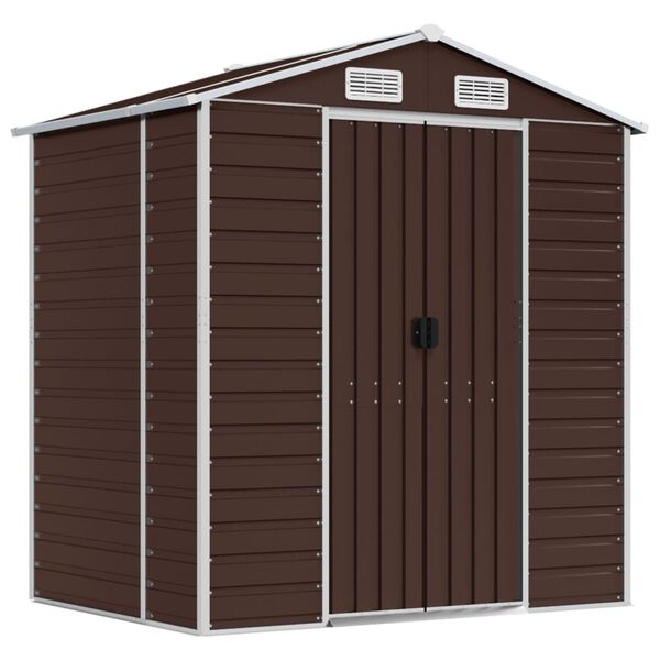 vidaXL Garden Shed Brown 191x130x198 cm Galvanised Steel