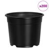 vidaXL Flower Pot 200 pcs Black &Oslash; 10 x 8 cm Plastic