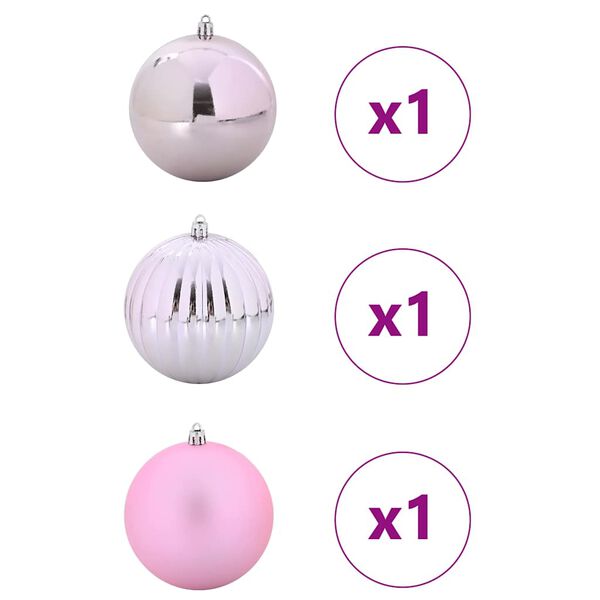 vidaXL Christmas Bauble Set XXL 3 pcs Pink Plastic
