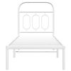 vidaXL Metal Bed Frame without Mattress with Headboard White 75x190cm