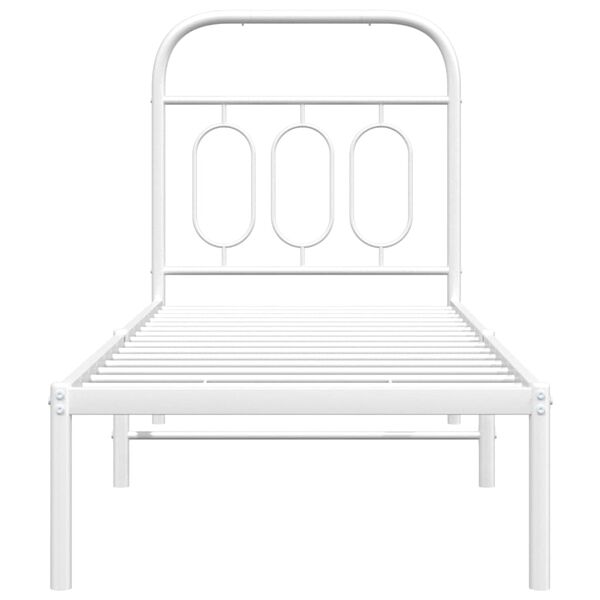 vidaXL Metal Bed Frame without Mattress with Headboard White 75x190cm