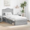 vidaXL Bed Frame Grey Sonoma 90 x 190 cm Solid Pine Wood