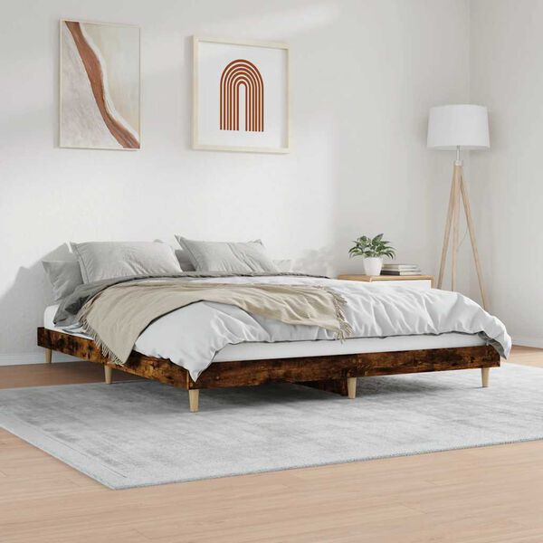vidaXL Bed Frame without Mattress Smoked Oak 120x200 cm Engineered Wood
