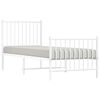vidaXL Metal Bed Frame without Mattress with Footboard White 75x190cm