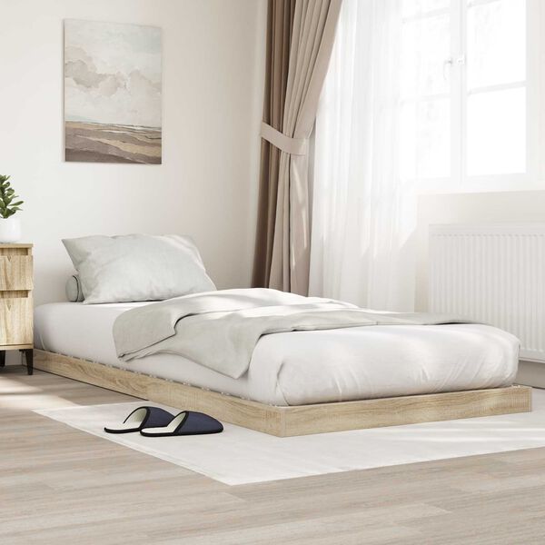 vidaXL Floor Bed Frame Sonoma 100 x 200 cm Engineered Wood
