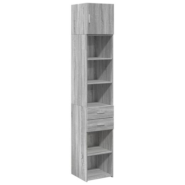 vidaXL Slim Storage Cabinet Grey Sonoma 40x42.5x225 cm Engineered Wood