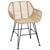 vidaXL Dining Chair 2 pcs Natural 55 x 50 x 74 cm Rattan and Iron
