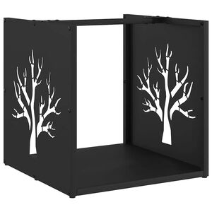 vidaXL Firewood Rack Black 40x40x40 cm Cold-rolled steel