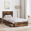 vidaXL Storage Bed with Drawer Smoked Oak 90 x 190 cm Engineered Wood