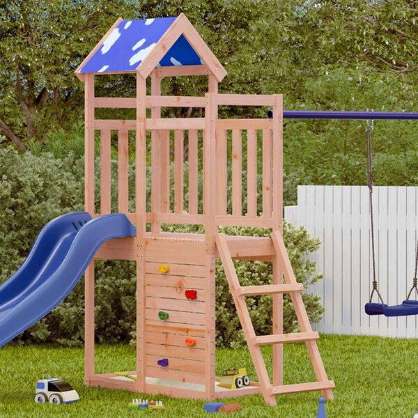 vidaXL Play Tower Brown 110.5 x 52.5 x 215cm Solid Douglas Wood
