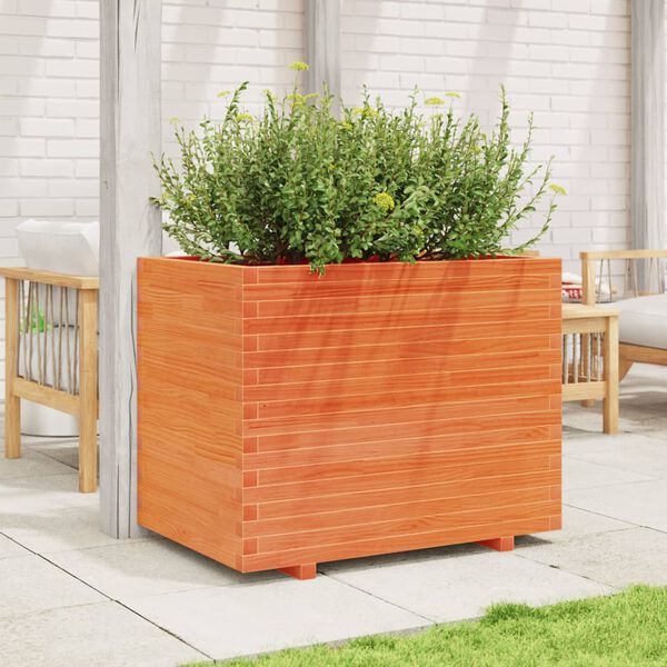 vidaXL Garden Planter Wax Brown 90x60x72 cm Solid Wood Pine