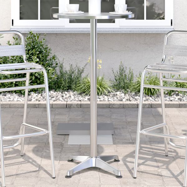 vidaXL Outdoor Bar Table Height Adjustable Ø59.5x70/114.5 cm Aluminium
