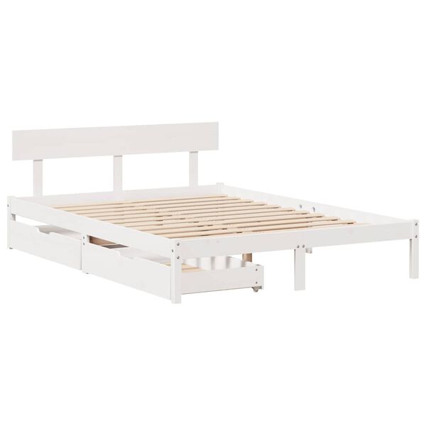 vidaXL Bed Frame without Mattress White 120x190 cm Small Double Solid Wood Pine
