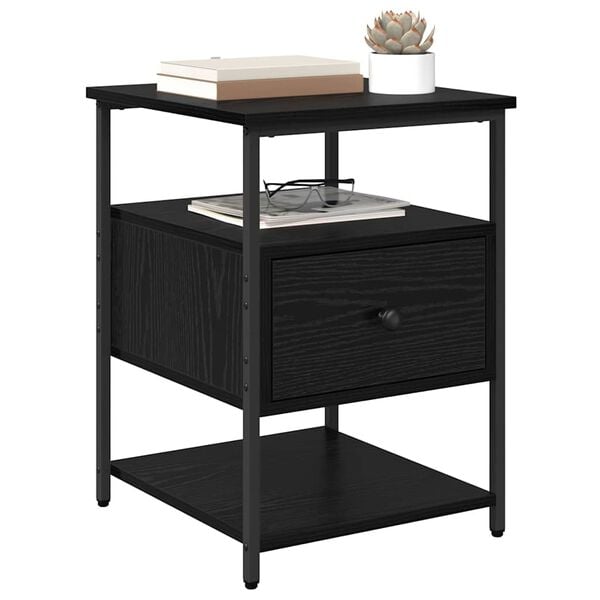 vidaXL Bedside Cabinet 2 pcs Black Oak 40 x 42 x 56 cm Engineered Wood