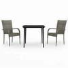vidaXL 3 Piece Garden Dining Set Grey and Black