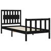 vidaXL Bed Frame without Mattress Black Single Solid Wood Pine