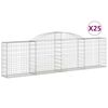 vidaXL Arched Gabion Baskets 25 pcs 300x30x80/100 cm Galvanised Iron
