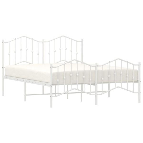 vidaXL Metal Bed Frame without Mattress with Footboard&nbsp;White 140x190cm