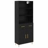 vidaXL Highboard Black Oak 69.5 x 34 x 180 cm Engineered Wood