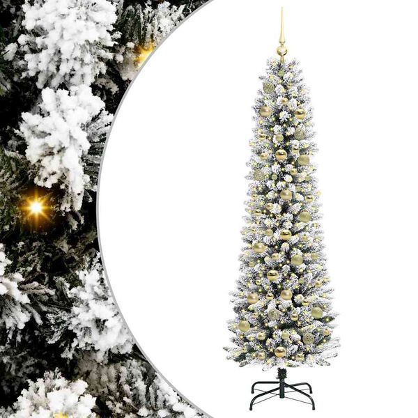 vidaXL Artificial Christmas Tree with 300 LEDs with Stand White 180 cm