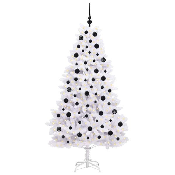 vidaXL Artificial Hinged Christmas Tree White 180 cm PVC and Steel