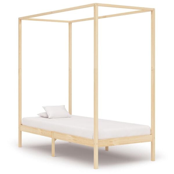 vidaXL Canopy Bed Frame without Mattress Solid Wood 100x200 cm