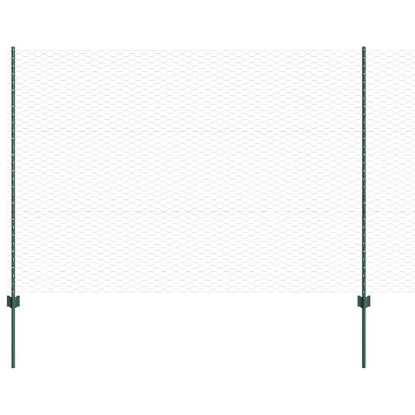 vidaXL Fence with Post Green 1.5 x 25 m Steel