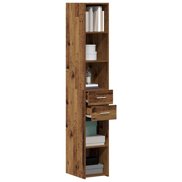 vidaXL Bookcase with Drawer Old Wood 30 x 42.4 x 185.2 cm