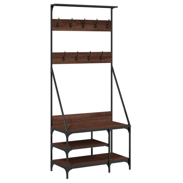 vidaXL Clothes Rack with Shoe Storage Brown Oak 80x40x184 cm