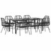 vidaXL 9 Piece Garden Dining Set Black Poly Rattan Glass