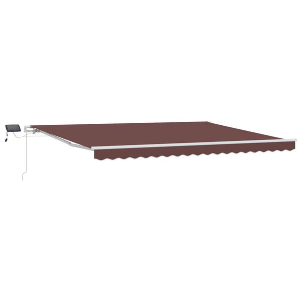 vidaXL Manual Retractable Awning with LED Brown 450x300 cm